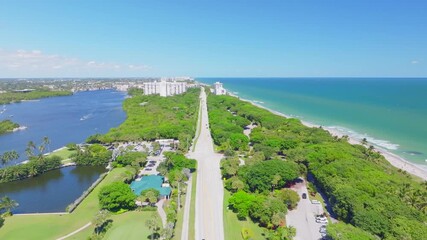 Wall Mural - Drone view of Boca Raton, Florida with city