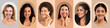 © Prostock-studio - A collage features women of various backgrounds and hair types sharing their beauty routines. Each woman smiles as she engages in different activities like brushing hair or skincare.