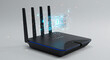 © IPX - Smart home router glowing with firewall hologram