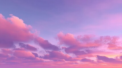 Wall Mural - Tranquil Sunset Sky with Purple and Pink Clouds Illuminating Tranquility at Dusk with Soft Pastel Hues and Dreamy Atmosphere Ideal for Relaxation Themes