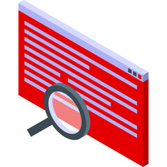 Wall Mural - Isometric digital interface screen with magnifying glass for data analysis and search functionality