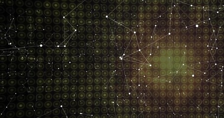 Wall Mural - Displaying network of white nodes and thin lines in digital data visualization, with grid pattern