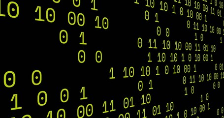 Wall Mural - Displaying bright green binary digits streaming in code matrix, data visualization theme