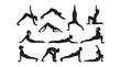 © Zahid - yoga poses vector silhouettes of people. silhouette of a woman doing yoga