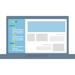 Modern Laptop Displaying Website Interface with Blue and White Color Scheme Minimalist Digital Screen Showing Web Content