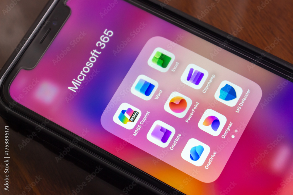 Quito, ECUADOR - Oct 13 2025 : Close-up of a Microsoft 365 apps (M365 ...