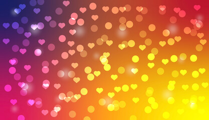 Wall Mural - Vivid Heart Bokeh Background – Multicolor Gradient Love Glow. abstract colorful background