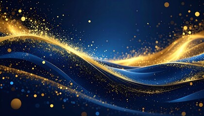 Wall Mural - Abstract dark blue background with glowing stars
