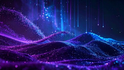 Wall Mural - Abstract dark blue background with glowing stars