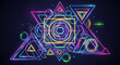 © Shahid - Neon geometric shapes in vibrant colors against a dark background, creating a futuristic and energetic design perfect for technology and entertainment themes