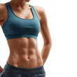 © vasyl pshyk - Fit woman showcasing toned abs in sportswear during a fitness session indoors