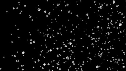 Wall Mural - Decorative stylised festive winter snow flakes falling on black screen