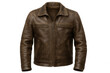 © PNG Kingdom  - Brown distressed leather jacket showcasing a classic style, rugged texture, and fashion appeal, presented on a transparent background