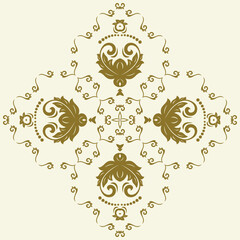 Wall Mural - Oriental vector ornament with arabesques and floral golden elements. Traditional classic ornament. Vintage pattern with arabesques
