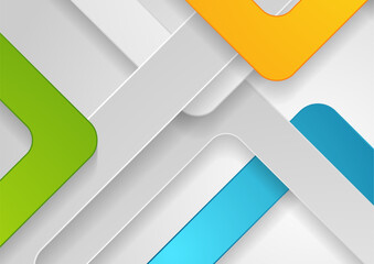 Wall Mural - Grey and colorful paper stripes geometric minimal abstract background. Vector corporate design