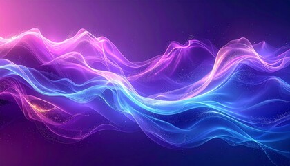 Wall Mural - Abstract blue and purple fractal smoke design with dynamic lines and wave motion texture illustration