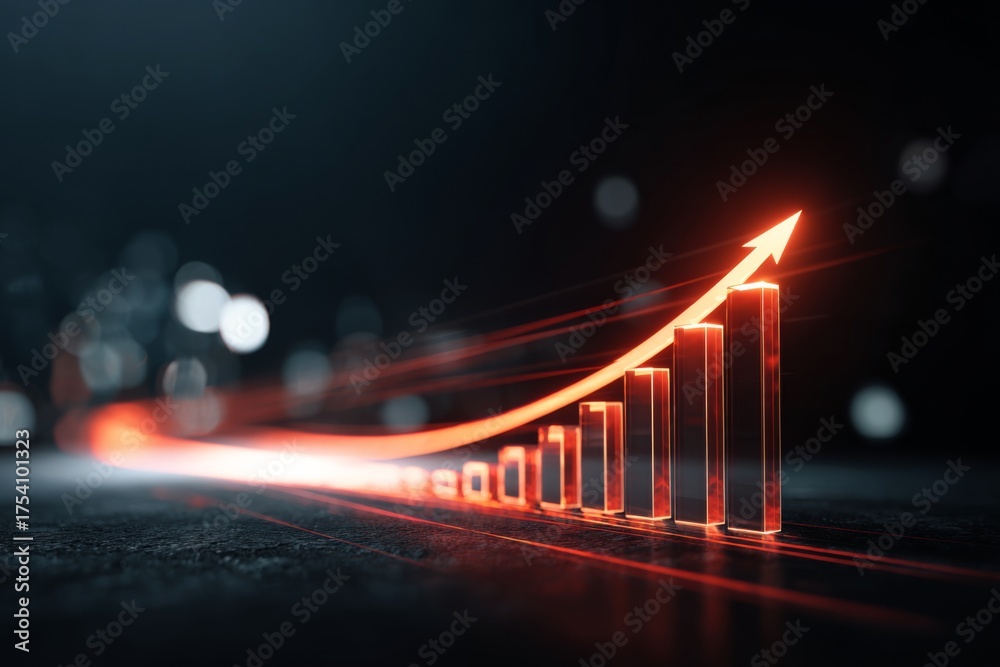 Business Growth Representation with Numerical Progression and Arrow ...