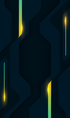 Wall Mural - Abstract digital technology background with glowing blue lines and dark wave design