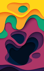 Wall Mural - Colorful abstract background with papercut style design