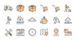 © Jane - Moving and relocation line icon set. House moving service business symbols. Logistics and delivery concept. New home, packing, transport vector elements. Truck, box, tools.