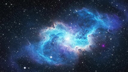 Wall Mural - The Stars And Blue Nebula In Space. Galaxy exploration through outer space towards glowing milky way galaxy.	
