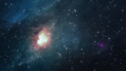 Wall Mural - The Stars And Blue Nebula In Space. Galaxy exploration through outer space towards glowing milky way galaxy.	
