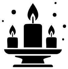 Wall Mural - Three Burning Candles on a Stand with Decorative Dots, Symbol of Celebrations and Warmth