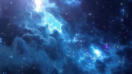 Wall Mural - The Stars And Blue Nebula In Space. Galaxy exploration through outer space towards glowing milky way galaxy.	
