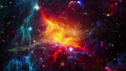 Wall Mural - The Stars And Blue Nebula In Space. Galaxy exploration through outer space towards glowing milky way galaxy.	
