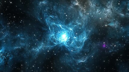 Wall Mural - The Stars And Blue Nebula In Space. Galaxy exploration through outer space towards glowing milky way galaxy.	
