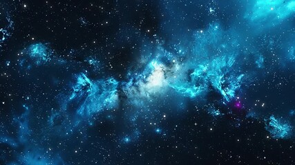 Wall Mural - The Stars And Blue Nebula In Space. Galaxy exploration through outer space towards glowing milky way galaxy.	
