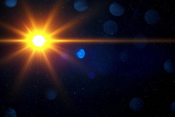 Wall Mural - Abstract cosmic burst with golden flare and bokeh effect creating bright sparkles in space.