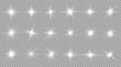 © Extrastock - Glowing white stars with shimmering rays and lens flare effects. Great for Christmas designs and magical illustrations. Transparent background format.