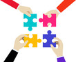 © enway - concept of creative teamwork. Teamwork concept. Businessman's hands holding puzzle pieces