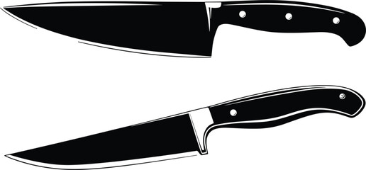 Black and White Knife Illustration Vector on White Background