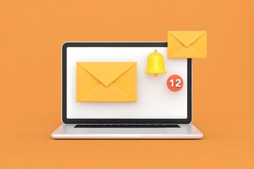 Laptop Email Alert Notification Inbox Online Digital Computer Network Message