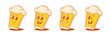 © provectors - Cute positive emoji beer glass cartoon character set vector flat illustration. Adorable comic malt foamy alcohol beverage mascot teeth smiling happy winked having fun with positive emotion