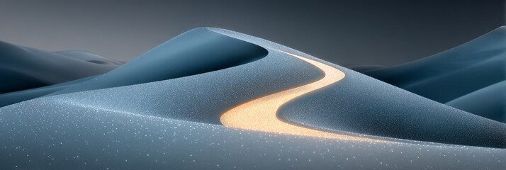 Canvas Print - Abstract Illumination on Cold Terrain with Depth and Gradient Background Effects in Tranquil Setting