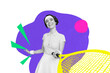 © deagreez - Composite trend artwork sketch image collage of miniature illustration paper element fragment young lady play tennis hold racket sport