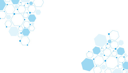 Science network pattern blue Hexagonal abstract background. Big Data Visualization structure elements . Health care and science medical pattern innovation. Template design with concept Dots and lines.