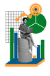 © deagreez - Vertical photo collage of happy businesswoman sit barrel oil wealth development chart diagram type laptop isolated on painted background