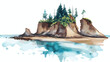 © Aquir - Bay of Fundy. Bay of Fundy hand drawn watercolor illustration