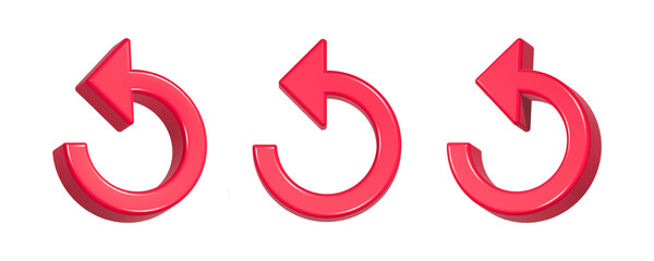 3d rendering design of refresh icon symbol in red color