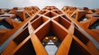 © xartproduction - Vibrant Orange Geometric Facade of Unique Modern Building Exterior