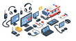 © Santiago - Emergency medical equipment and technology in isometric design