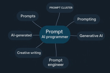 Prompt AI programmer brainstorm with prompt cluster and generative AI concepts inspiring creative writing and ai driven prompting for developers