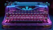 © Mykola - Typewriter Purple. Antique Typewriter in Neon Light with Electric Ultraviolet Effect
