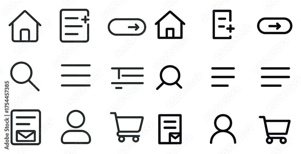 Interface and navigation line icons set – outline, vector, ui and ux ...