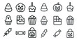 © Sanych - Halloween treats outline icons set – candy, pumpkin, spooky symbols