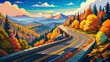 © ehsanollah - Very beautiful sunny scenic autumn drive along the southern portion of the Blue Ridge Parkway, North Carolina Mountains, featuring colorful foliage, winding roads, golden leaves, mountain vistas, and